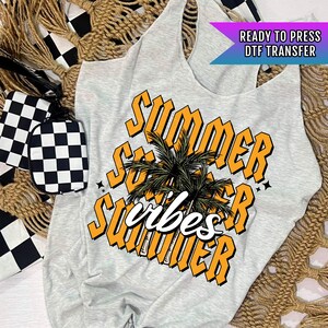 Summer Vibes DTF Transfer Ready For Press, Summer Dtf Print, Beach DTF, Heat Press Transfer, Direct To Film Custom Transfer Coastal Transfer