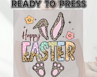 Easter Bunny DTF Transfer, DTF Transfer Ready For Press, Leopard Bunny Heat Transfer, Heat Press Transfer, Ready For Press Heat Transfers