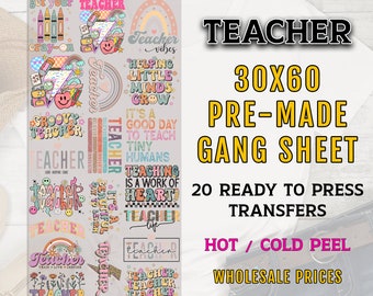 Teacher Gang Sheet, Teacher DTF Transfer, DTF Transfer Ready For Press, Teacher Premade Gang Sheet, Heat Transfer, Teacher Transfers, DTF