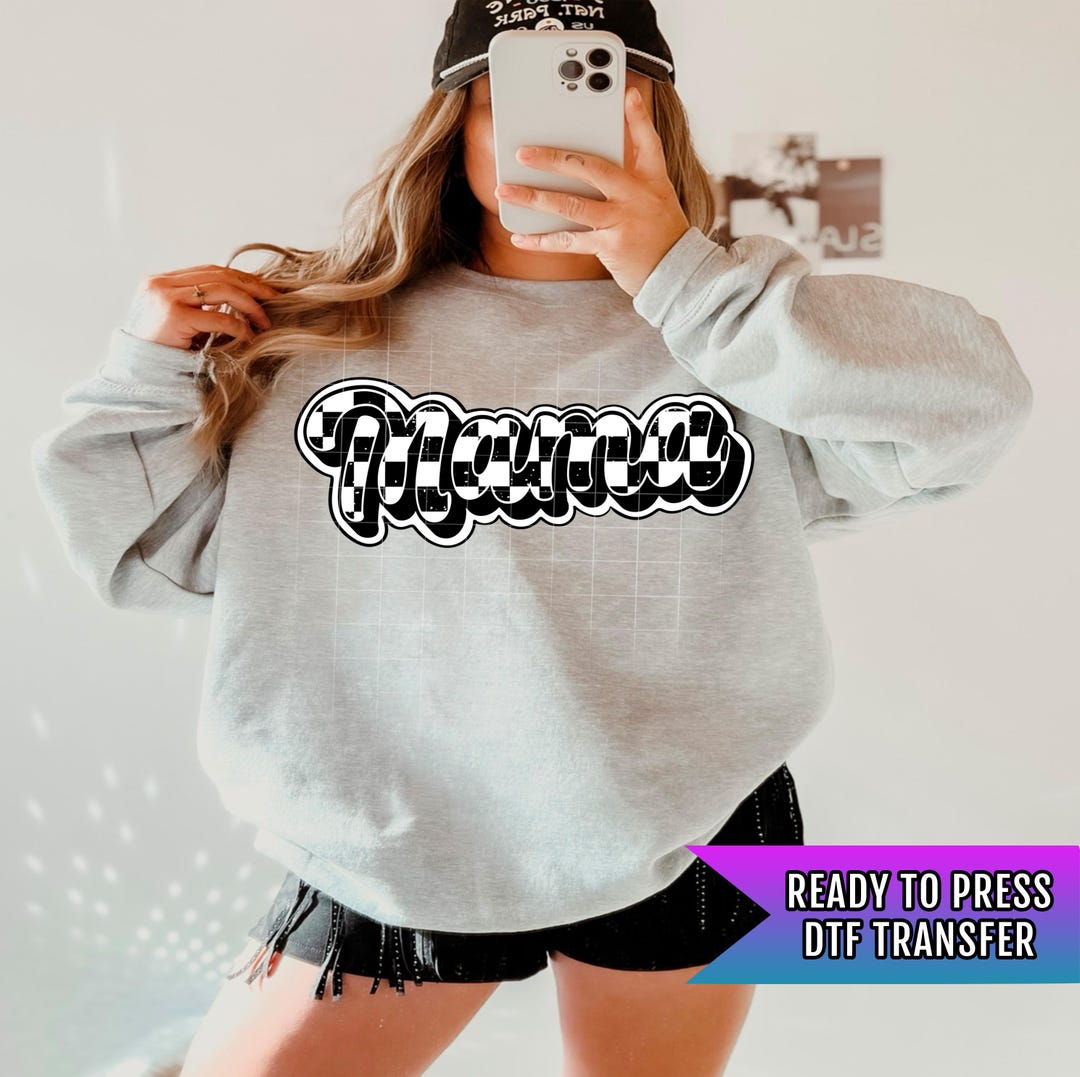 Checkered Mama DTF Transfer Ready for Press, Retro Mama DTF Prints ...