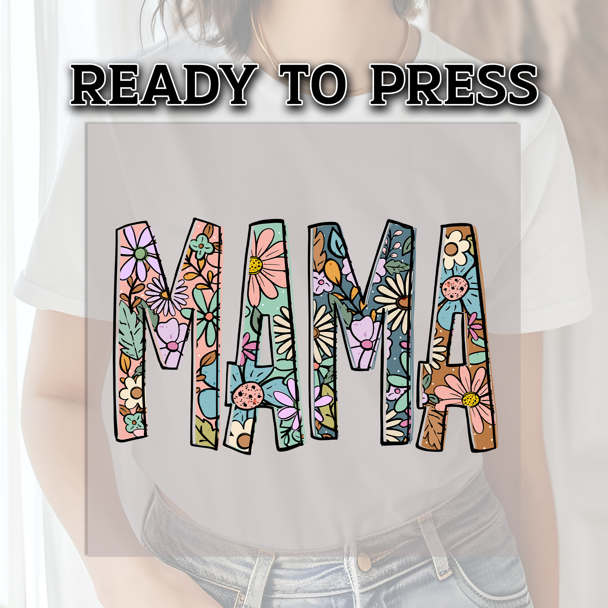 Floral Mama DTF Transfer, Mama DTF Print, DTF Transfer Ready for Press ...