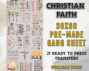 Christian Gang Sheet, Faith DTF Transfer, DTF Transfer Ready For Press, Faith Premade Gang Sheet, Heat Transfer, Custom Transfers, Faith DTF