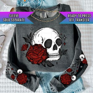 Rose Skellie DTF Transfers Ready For Press, Rose Skull Dtf Transfers, Rose DTF Transfers, Skull DTF Transfers, Skeleton Dtf Transfer
