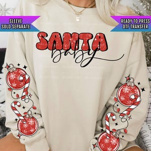 Santa Baby DTF Transfers Ready For Press, Merry Christmas Santa DTF Prints, Peppermint, Heat Press Transfer, Direct To Film, Santa Claus Dtf