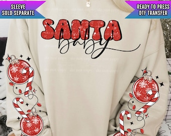 Santa Baby DTF Transfers Ready For Press, Merry Christmas Santa DTF Prints, Peppermint, Heat Press Transfer, Direct To Film, Santa Claus Dtf