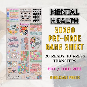 Mental Health Gang Sheet, Mental Health DTF Transfers, Mental Health Awareness DTF Transfer Ready For Press, Premade Gang Sheet, Dtf Prints