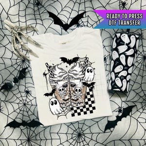 Halloween Drink DTF Transfer, Halloween DTF Transfer Ready For Press, Spooky Coffee Ghost Skull Transfer, Heat Press Transfer Direct To Film
