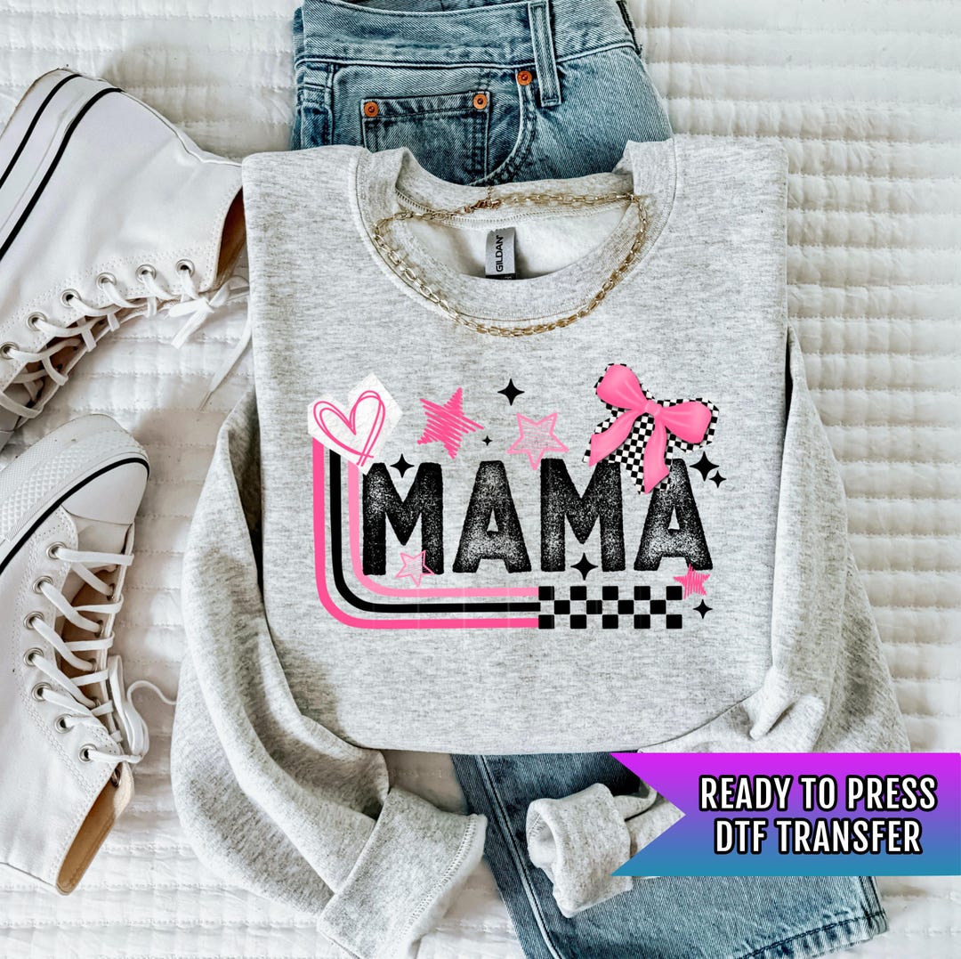 Mama DTF Transfer Ready for Press, Mama Girl Transfer, Checkered Mom ...