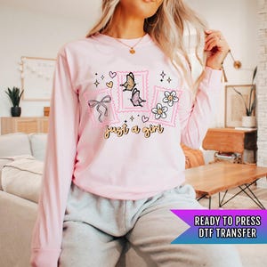 Just A Girl DTF Transfer Ready For Press, Coquette Bow Dtf Print, Butterfly DTF Transfers, Heat Press Transfer, Direct To Film, Just A Girl