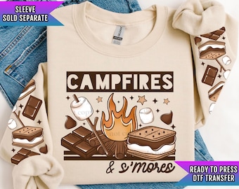 Campfire And S'mores DTF Transfers Ready For Press, S'more Crew Camping Lover Dtf Prints, Family Camper, Heat Press Transfer, Direct To Film
