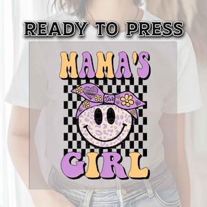 Mama&#39;s Girl DTF Transfers, DTF Transfer Ready For Press, Heat Press Transfer, Retro Mama DTF Print, Girl Mom Ready For Press, Heat Transfer
