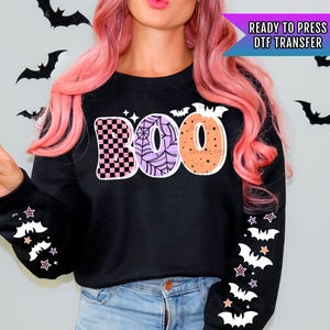 Boo DTF Transfers, Halloween DTF Transfers Ready For Press, Heat Press Transfers, Horror Dtf, Bats Dtf Transfers, Spooky Season Dtf Prints