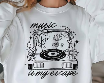 Music Is My Escape DTF Transfers Ready For Press, Music DTF Prints, Heat Press Transfers, Direct To Film, Music Dtf Transfers, Music Lover