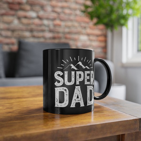 Tasse Superdad - schwarze Kaffeetasse für Papas - Becher für Väter