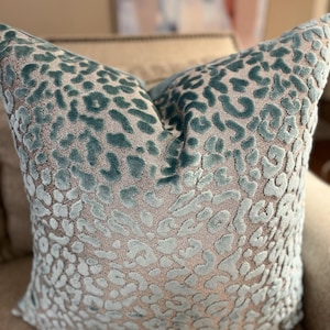 Teal Velvet Leopard CustomPillow Cover: Modern Animal Print Cushion