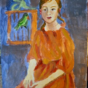 Riproduzione de La ragazza con il parrocchetto di Berthe Morisot