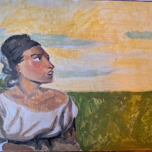 Ritratto di una ragazza di campagna che guarda il cielo