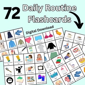 Dagelijkse routinekaarten, 60 communicatiekaarten, afdrukbaar visueel hulpmiddel, hulp bij dementie, ADHD-autisme, educatieve huishoudkaarten, kleuterschool