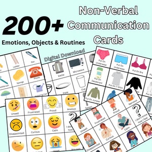 Non-verbale communicatiekaarten; Meer dan 200 flashcards, emoties, gevoelens, alledaagse voorwerpen, dagelijkse routine, hulp bij dementie, autisme, nomenclatuur