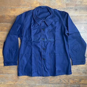 Chaqueta de trabajo francesa de los años 70 aproximadamente / Chaqueta de trabajo vintage clásica Bleu de Travail, antigua, sin usar, nueva, de algodón, sanfor, índigo, para trabajo, vagabundo