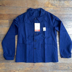 Unworn Mint Deadstock Vulcain 1970s French chore jacket / Classic vintage workwear / Bleu de Travail Antique blue Sanfor cotton denim work