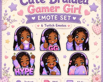 Conjunto de emoticonos Pastel Gamer Girl - Emotes PNG Twitch Kick Discord