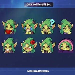 Goblin Girl-emotes, Twitch Streamer-emojipaket (digital nedladdning)