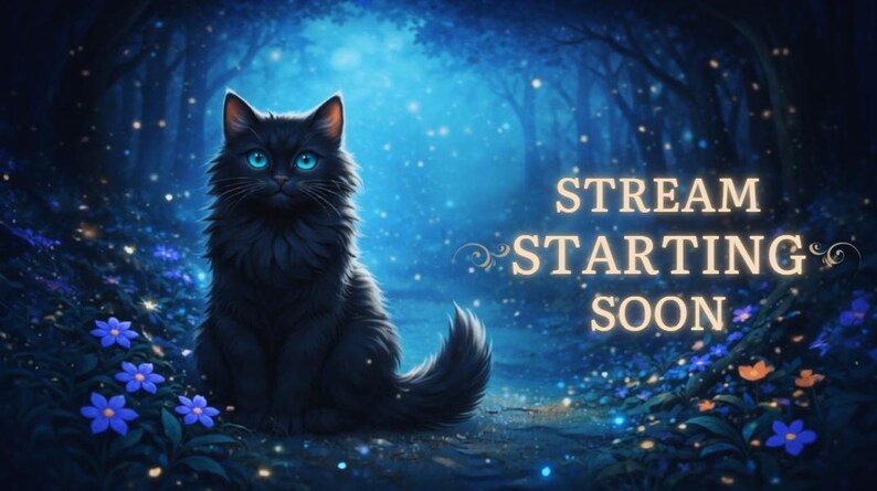 Cat Theme Animated Stream Screens | Cozy Fantasy Video Pack (digital ...