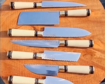 Custom Handmade D2 8 pieces kitchen chef knives set