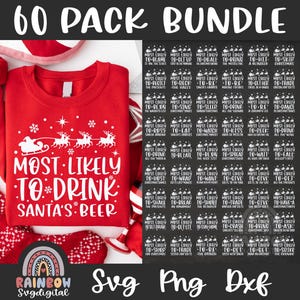 Weihnachten Bundle, lustige Weihnachten Png, Familie Weihnachten Matching Shirts, 60 wahrscheinlich bis Weihnachten süße Datei für Cricut und Silhouette
