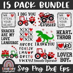 Niños San Valentín Svg Png, San Valentín Monster Truck Svg, I Rawr You Svg, Mr Steal Your Heart Dxf, Dinosaurio, Lindos archivos para Cricut y Silhouette