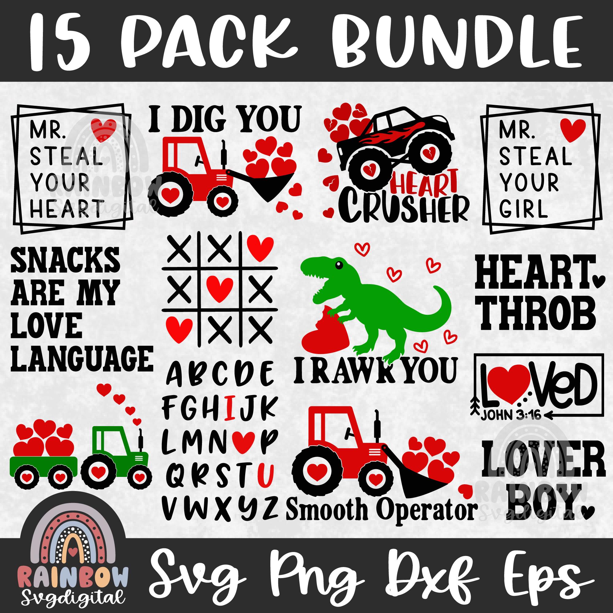 Jungen Valentine SVG Png, Valentine Monster Truck SVG, I Rawr You svg, Mr Steal Your Heart Dxf, Dinosaurier, Cute-Dateien für Cricut und Silhouette