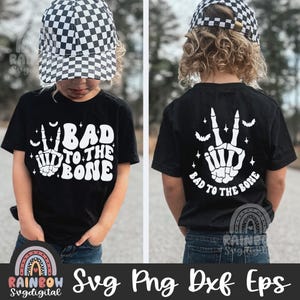 Bad To The Bone Svg Png, Mano Scheletrica Dxf, Maglietta di Halloween per Bambini Svg, Vibrazioni Spettrali Svg, Boo Crew Eps, File Carini per Cricut e Silhouette
