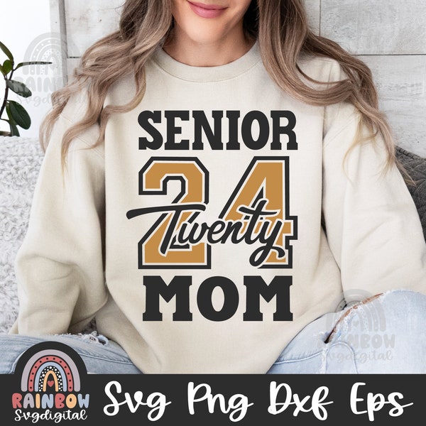 Retro Senior Mom 2024 Svg Png, Class of 2024 SVG, Graduation 2024 SVG,  High School Shirt, University, Cute Files for Cricut and Silhouette