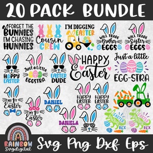 Ostern SVG PNG Bundle, Frohe Ostern SVG, Osterhase SVG, Ostern Shirts, Ostern für Kinder, Hasenohren, süße Dateien für Cricut und Silhouette