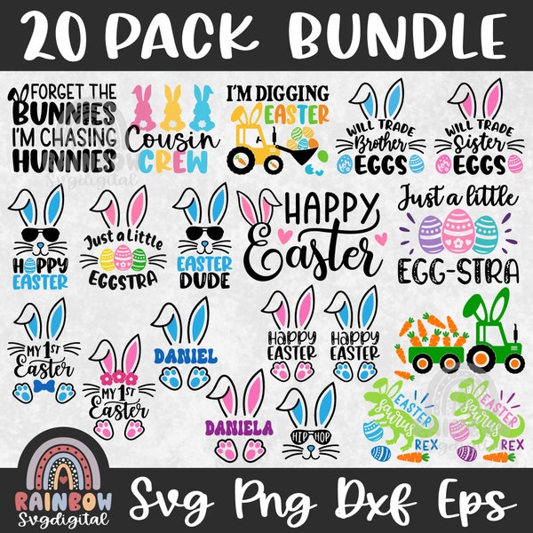 Ostern SVG PNG Bundle, Frohe Ostern SVG, Osterhase SVG, Ostern Shirts, Ostern für Kinder, Hasenohren, süße Dateien für Cricut und Silhouette