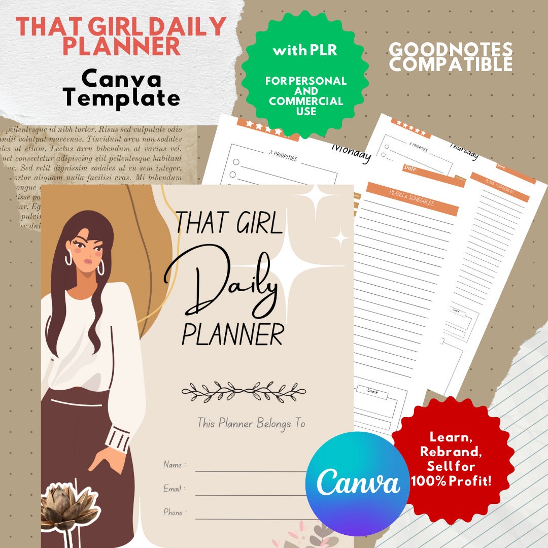 PLR That Girl Daily Planner Digital and Printable | Personal ...