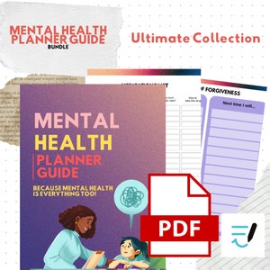 Mental Health Planner Bundle | Digital Self-Care Kit for Personal Wellness | Mindful Journaling Affirmation| Printable Mental Health Planner