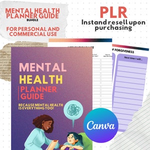 Mental Health Planner Bundle | Digital Self-Care Kit PLR Commercial Use | Mindful Journaling Affirmation| Printable Mental Health Planner