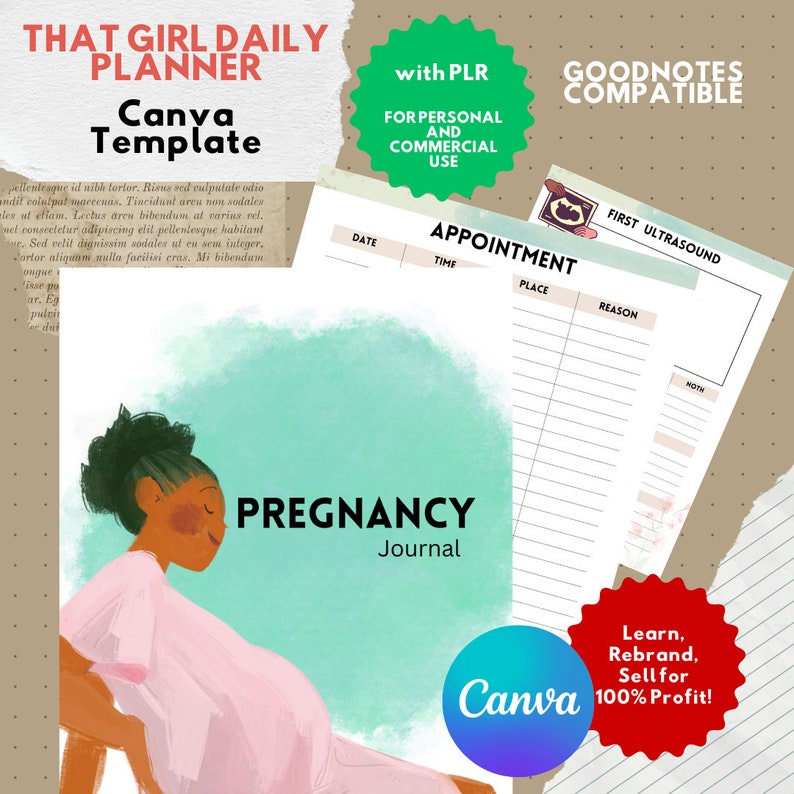 PLR Pregnancy Planner Digital & Printable | Canva Template | Personal ...