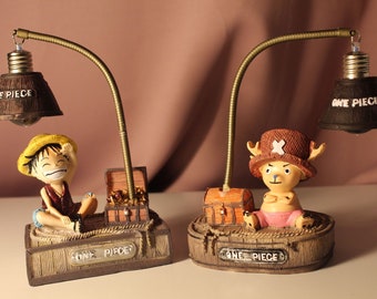 Une pièce | Luffy et Tony Tony Chopper, lampe peinte à la main en résine, éclairage nocturne, figurine anime