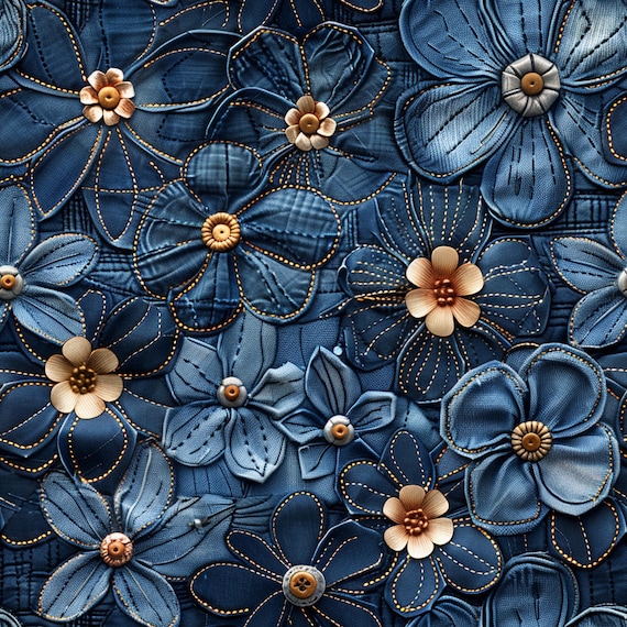 Vorbestellung  Baumwollstoff Jeans Blumen, Blumenmotive,  Patchwork Stoff, Stoff 100cm, Webware