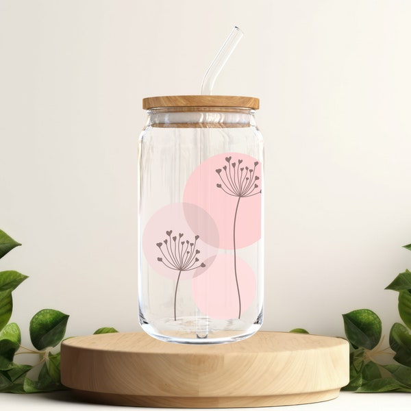 Trinkglas | Glas mit Deckel | Becher mit Strohhalm | Glasbecher | Glas Can 16oz | Bambusdeckel mit Strohhalm | 470ml | Libbey Glas