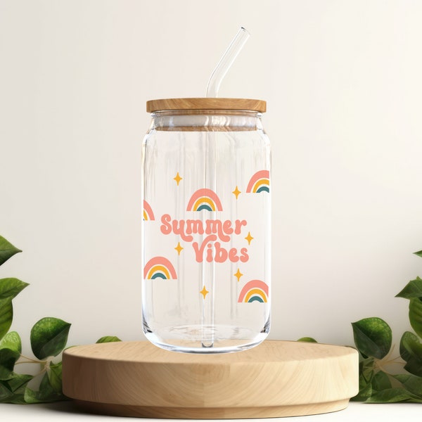Trinkglas mit Deckel | Kaffeeglas mit Strohhalm | Libbey Glass | Glas mit Bambusdeckel | Retro Style | Summer Vibes