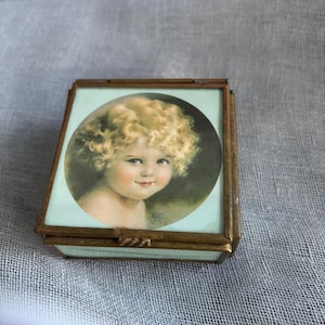 vintage brass and glass Vermont trinket box