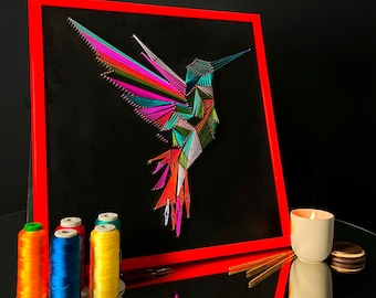 Hummingbird String Art Kit: DIY Mandala Thread Painting