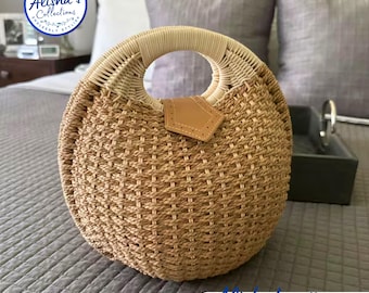 Dames zomer natuurlijke raffia stro handtas – rotan strandtas schelpvorm, boho tas van geweven stro, clutch, chique accessoire, cadeau voor haar