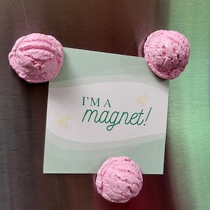 Strawberry Mini Ice Cream Scoop Magnets - Eclectic Whimsical Fridge and Kitchen Decor