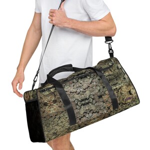 NW Nugz “Bud Face” and “Green Buds” Duffle bag. Photo-Mosaic Dried Flower Art