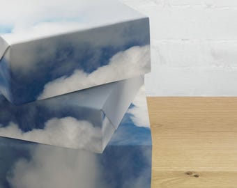 3 fogli di carta da regalo Blue Sky White Couds